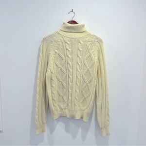 Sigallo Vintage Cable Knit Turtleneck Sweater Fisherman Aesthetic | Women’s XL